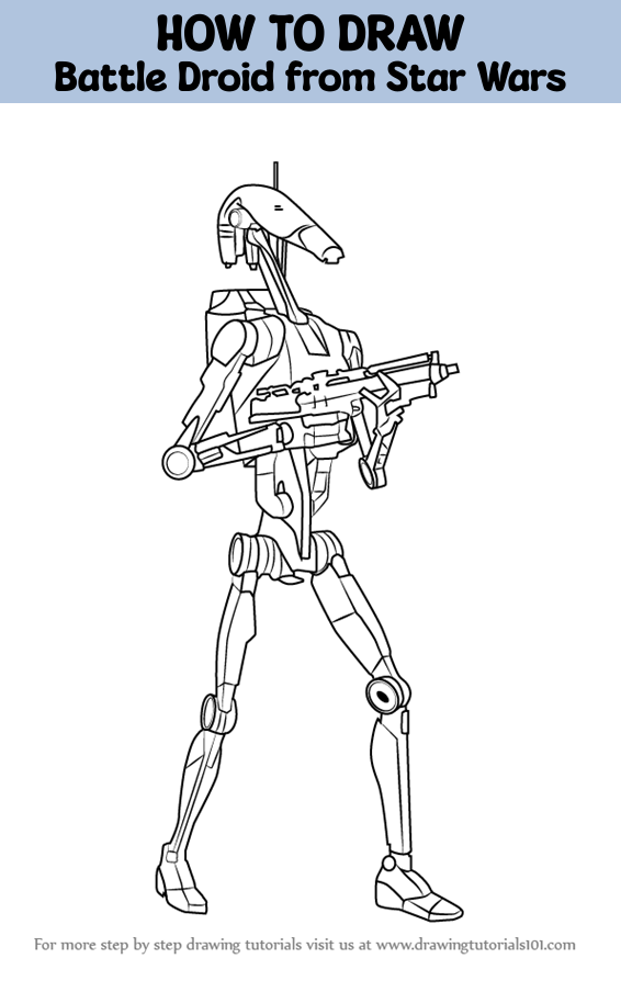 How to draw battle droid from star wars star wars step by step