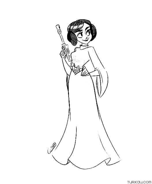 Princess leia star wars coloring page