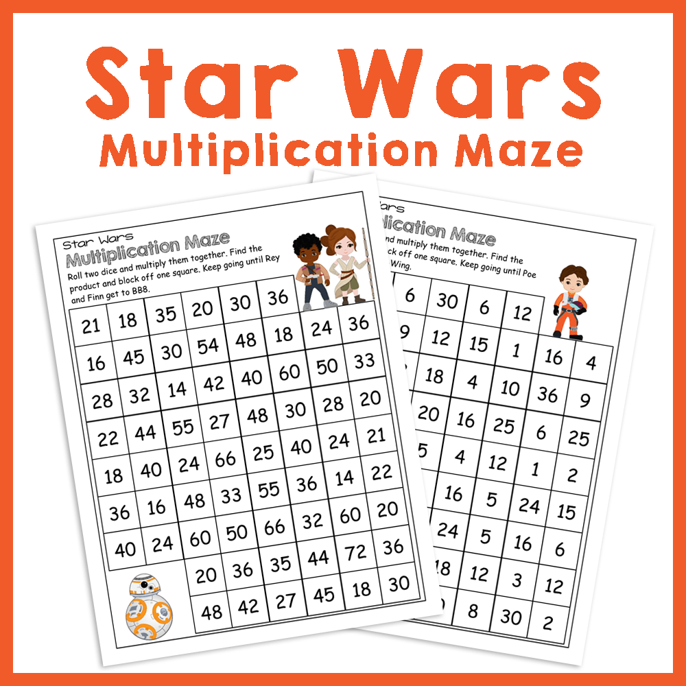 Star wars multiplication mazes â royal baloo