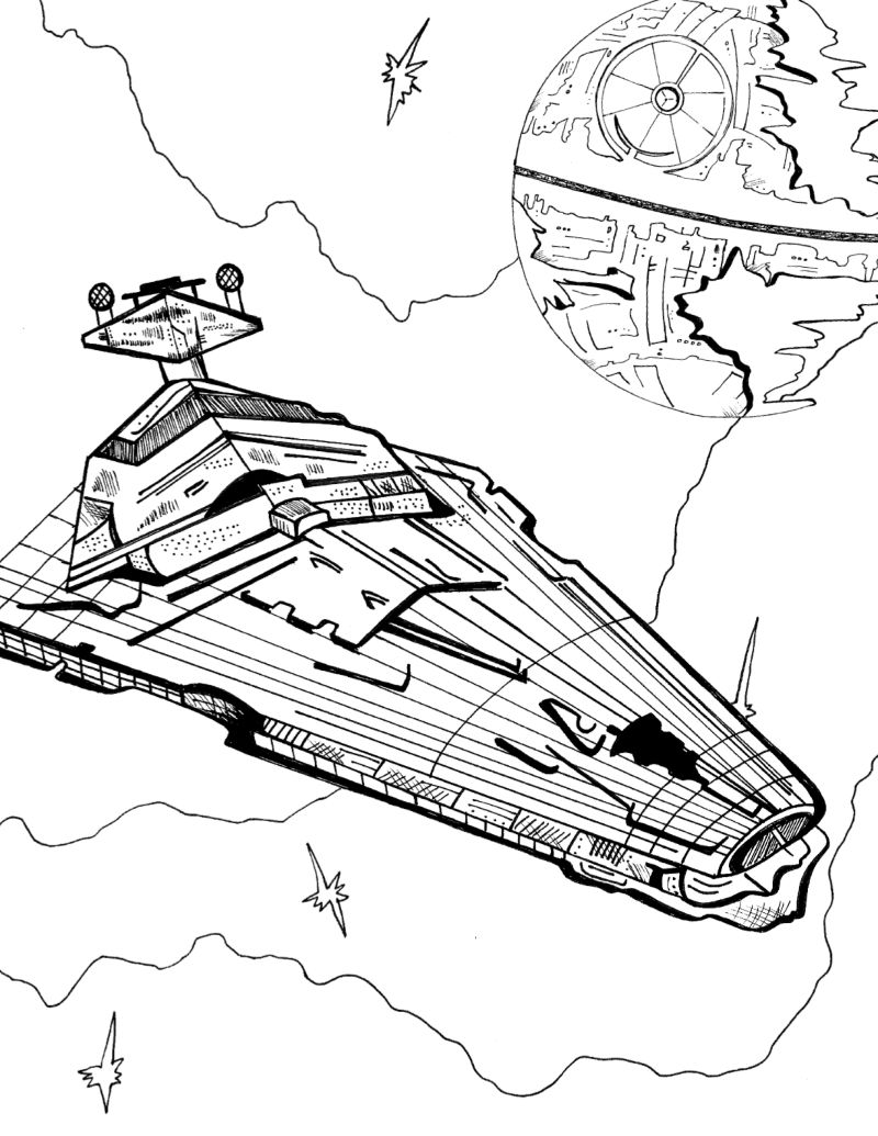 Free printable imperial star destroyer coloring page