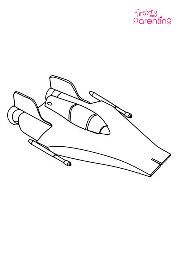 Star wars spaceship science fiction coloring page for kids