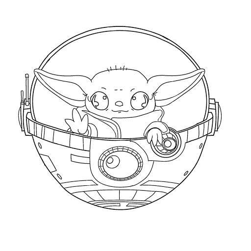 Yoda starwars ship coloring page