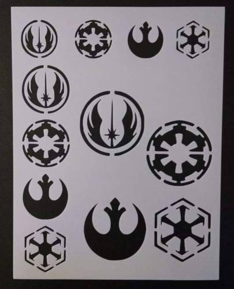 Harissa star wars rebel empire sith jedi logo seal x stencil fast reusable sturdy cut stencil sheet not paper