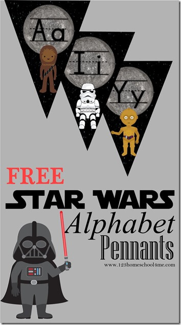 Free star wars alphabet printable pennants