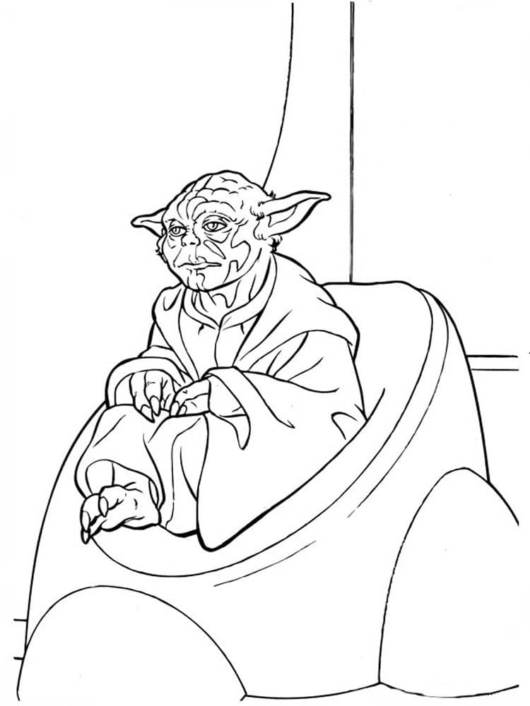 Darth yoda from star wars sitting coloring page