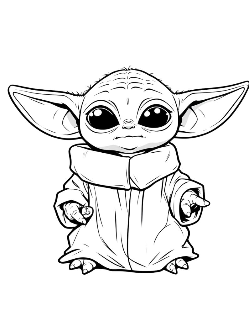Baby yoda coloring sheet