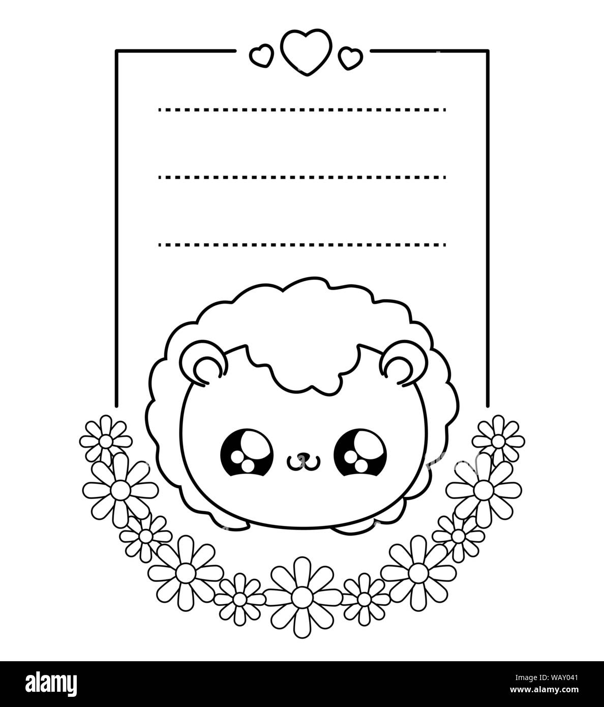 Cute lion baby in card kawaii style vector illustration design stock vector image art