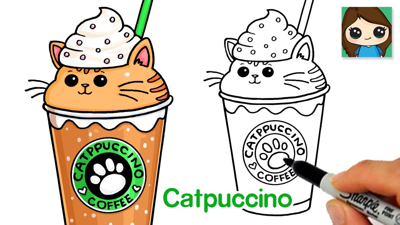 How to draw a catpuccino ðcute drink art