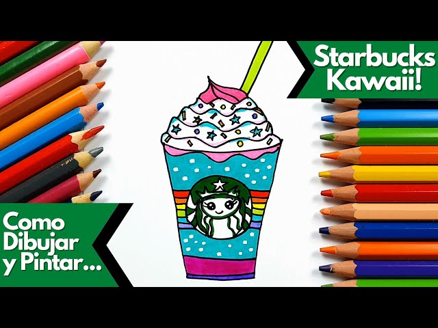 Cãmo dibujar y pintar starbucks kawaii