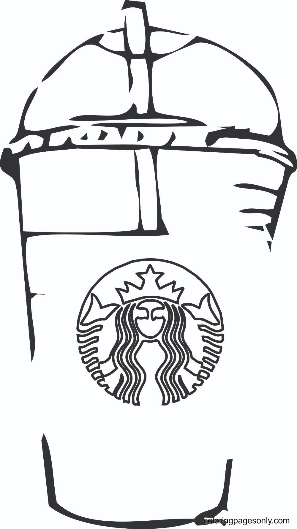 Pãgina para colorear imprimible de la taza de cafã de starbucks