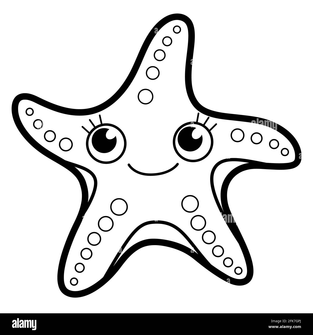 Coloring book or page for kids starfish black and white illustration stock photo