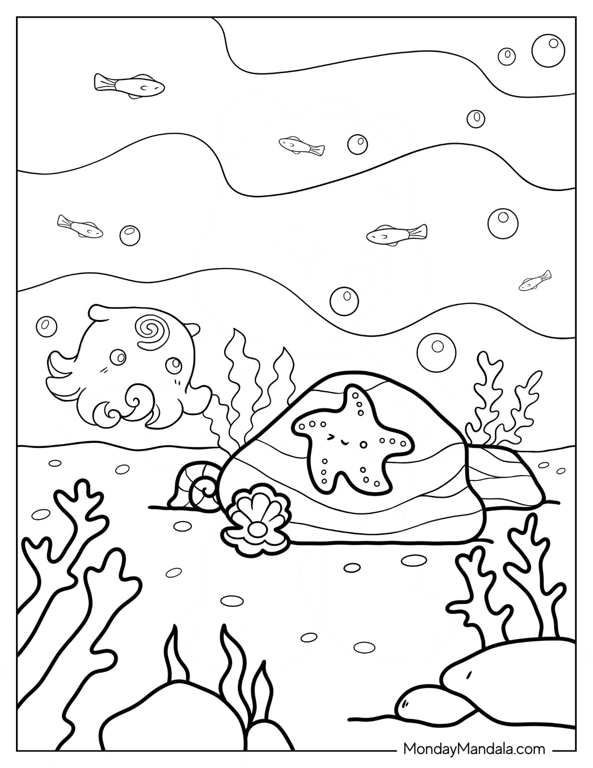 Starfish coloring pages free pdf printables