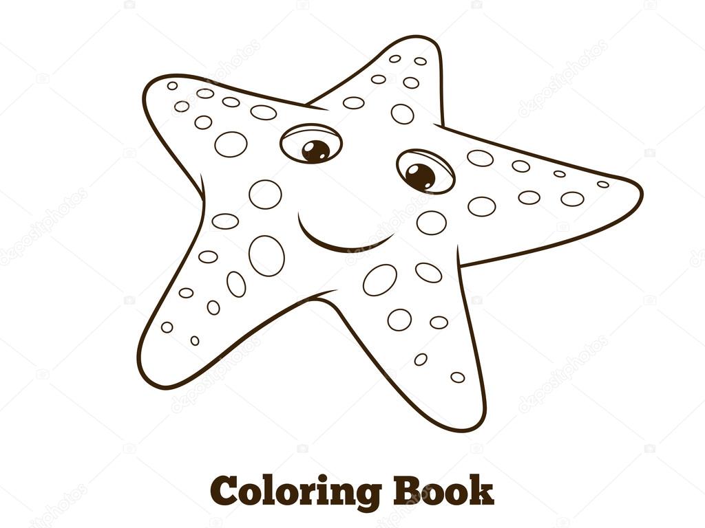 Coloring book starfish fish cartoon vector stock vector by alexanderpokusay