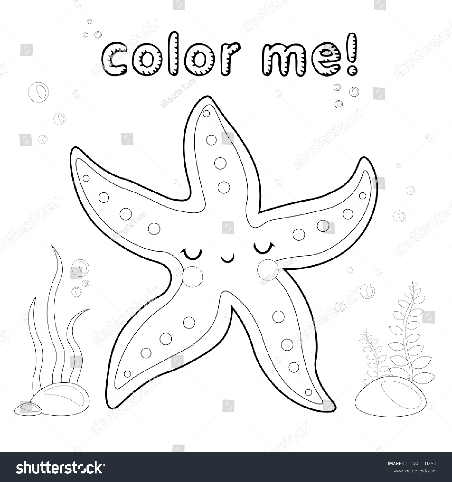 Outline starfish coloring page black white stock vector royalty free