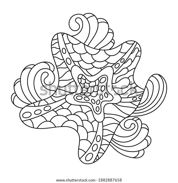 Sea animal starfish wave coloring book stock vector royalty free