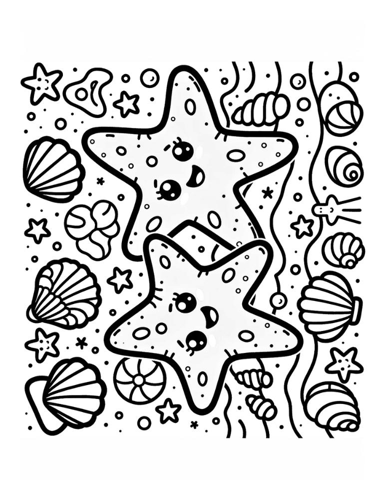 Free starfish coloring pages for kids