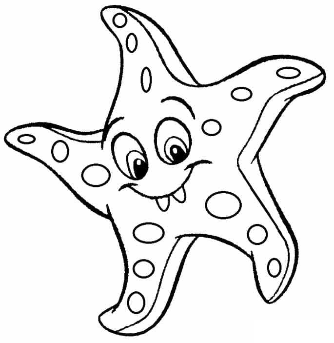 Funny starfish coloring page
