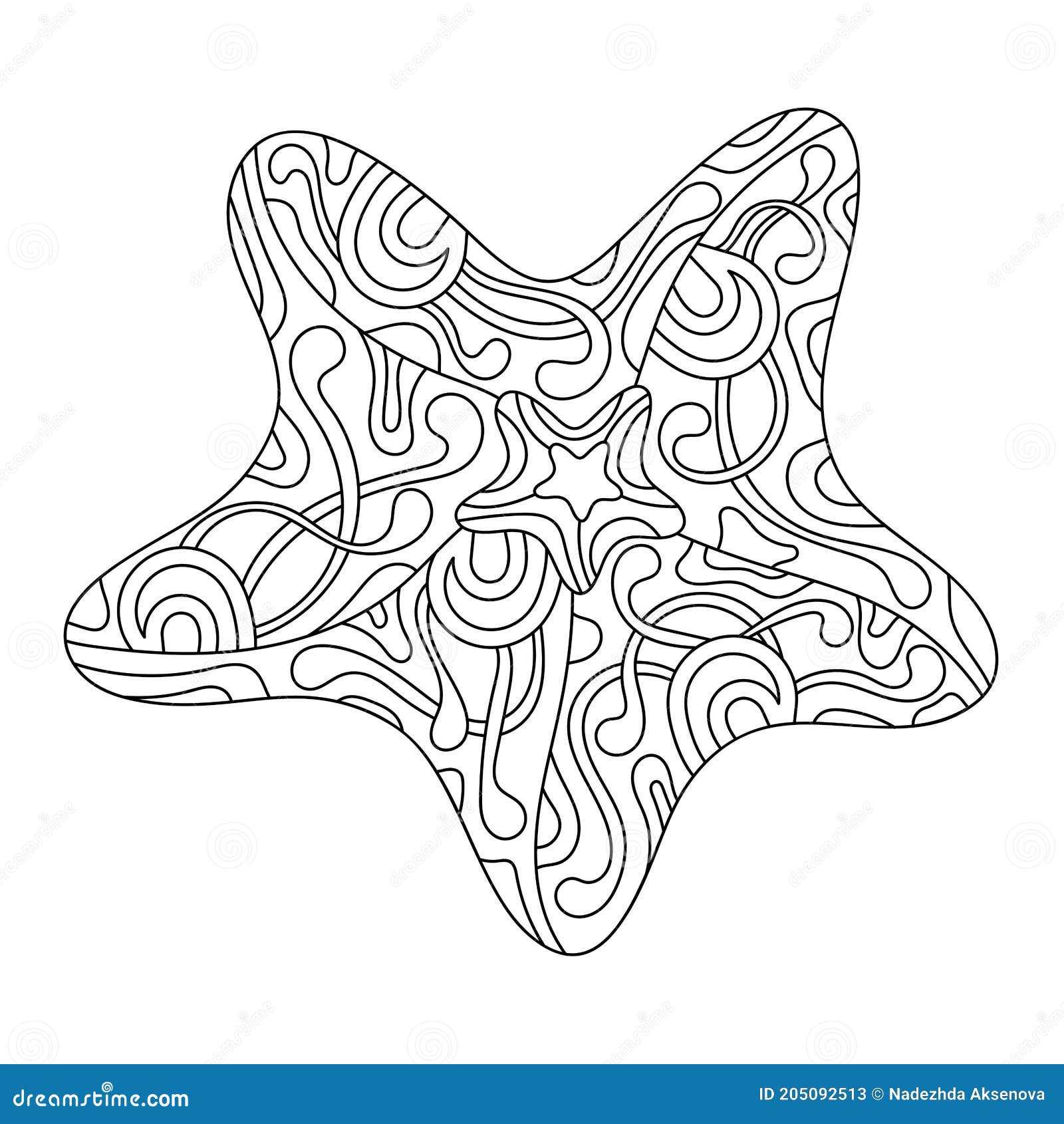 Starfish coloring book sea animal underwater world coloring pages for children and adults stock illustration