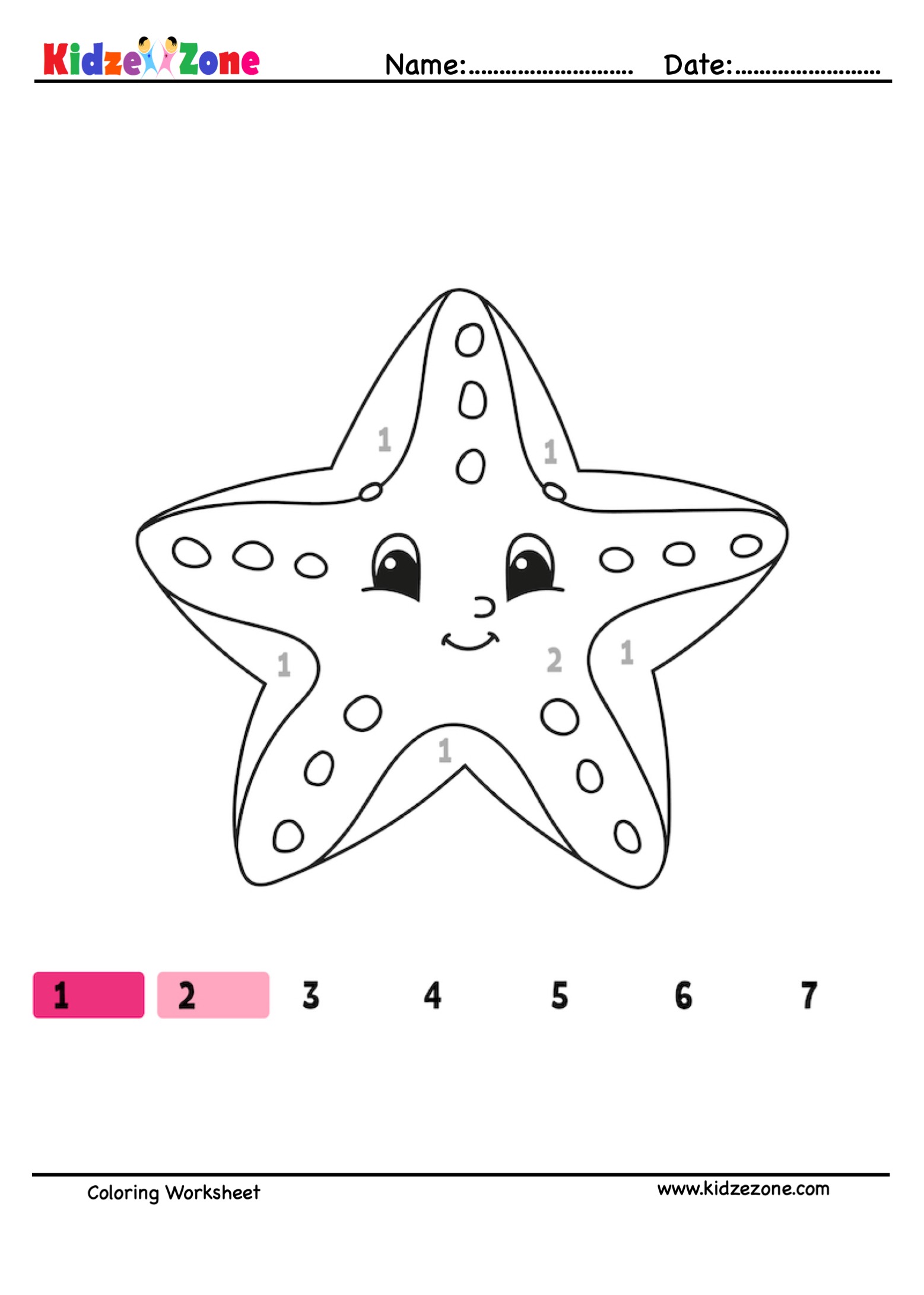Starfish coloring fun worksheet