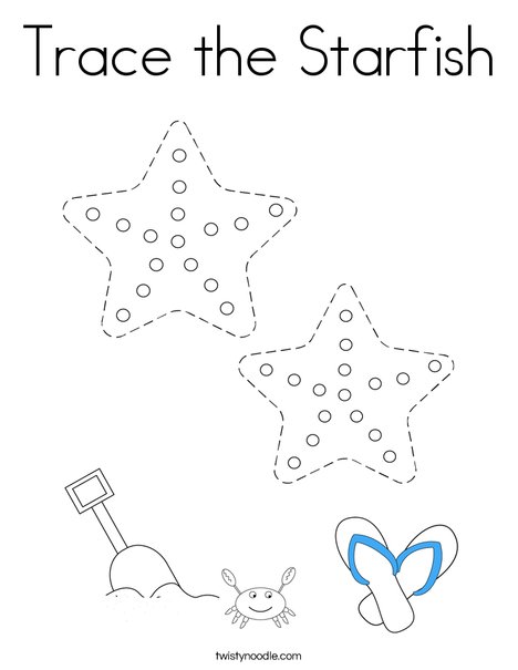 Trace the starfish coloring page