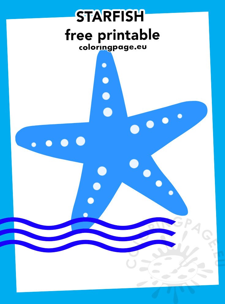 Blue starfish vector art printable coloring page
