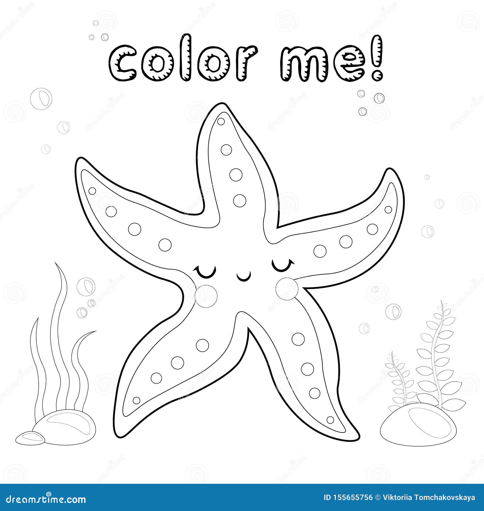 Outline starfish coloring page black and white starfish cartoon character vector illustration isolated on white background stock illustration