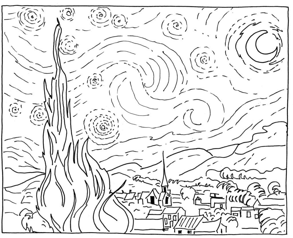 Van gogh starry night craft template free printable starry night van gogh van gogh loring van gogh art