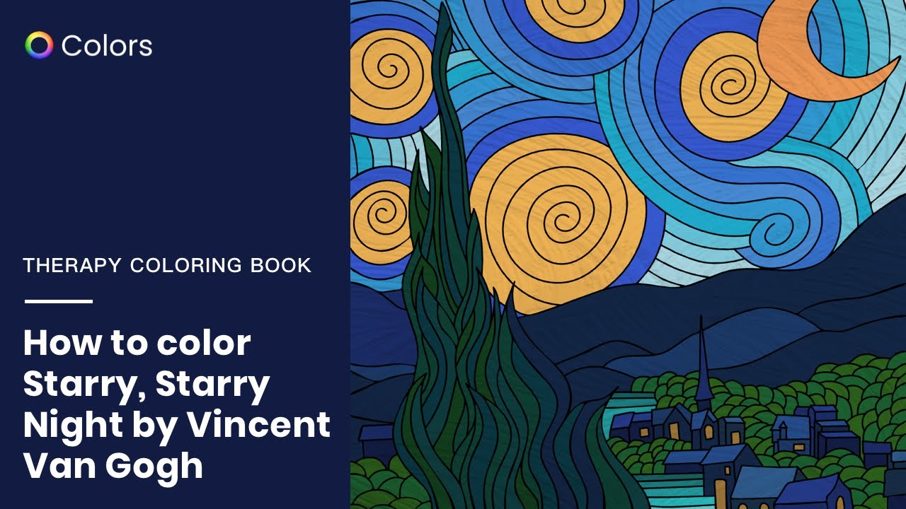 How to color starry starry night by van gogh colors