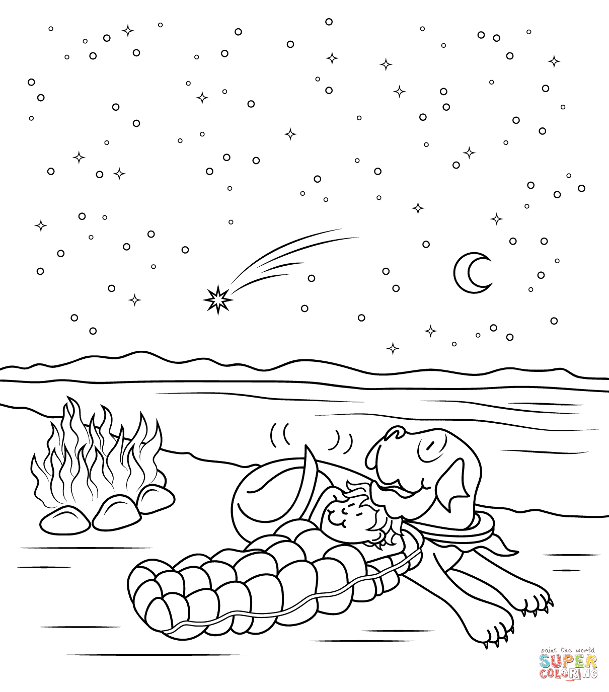 Henry and mudge and the starry night coloring page free printable coloring pages