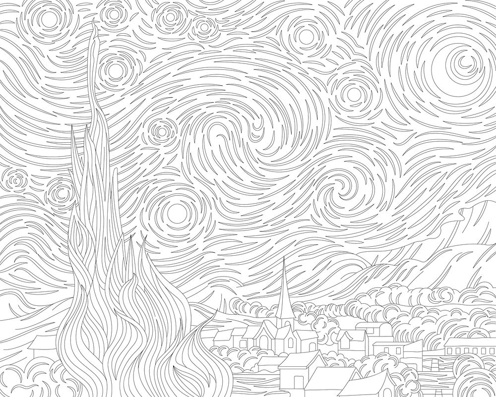 Starry night vincent van premium vector