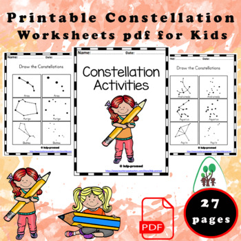Printable constellation worksheets pdf for kids by super kidspro
