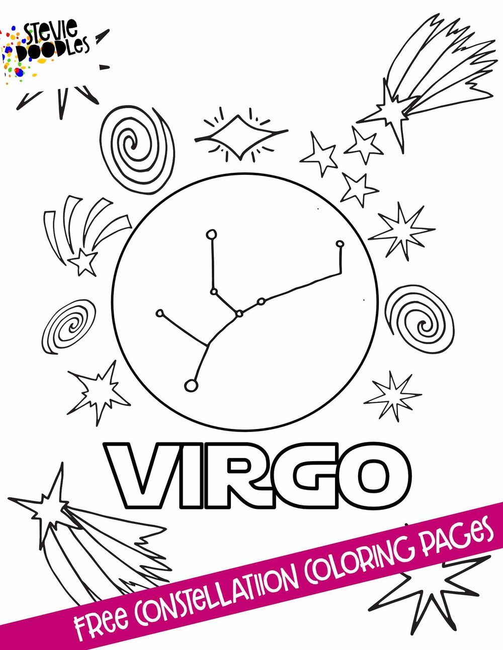 Constellations free constellation coloring pages â stevie doodles constellations star coloring pages coloring pages