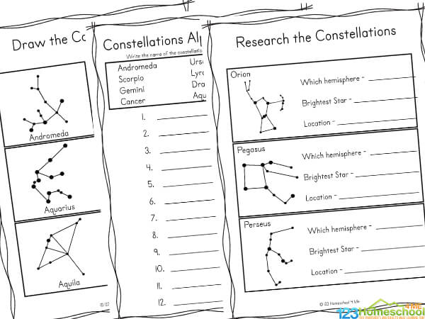 Â free free printable constellation worksheets pdf for kids for kids