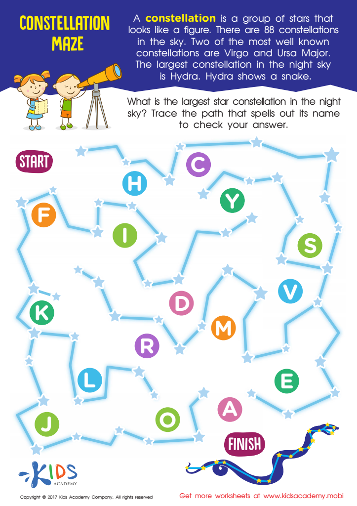 Constellations worksheet free printable pdf for kids