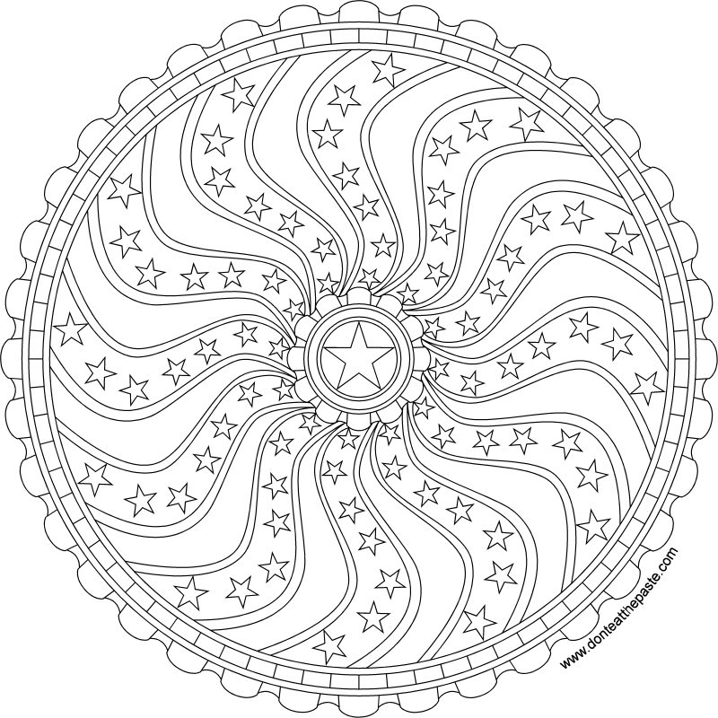 Dont eat the paste stars and stripes rosette mandala to color