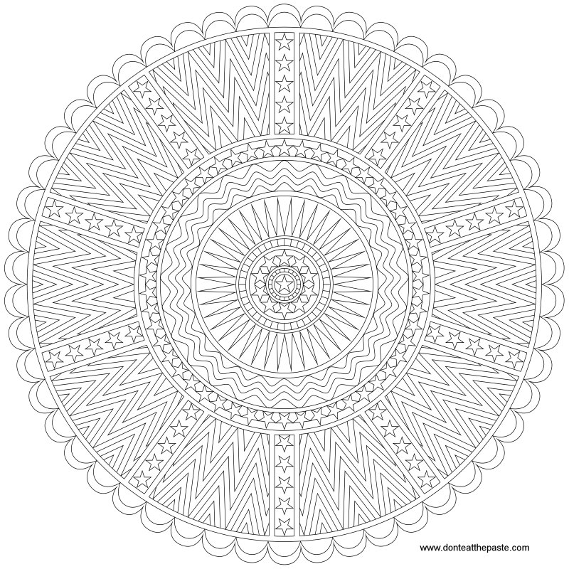 Dont eat the paste stars and stripes mandala to print and color