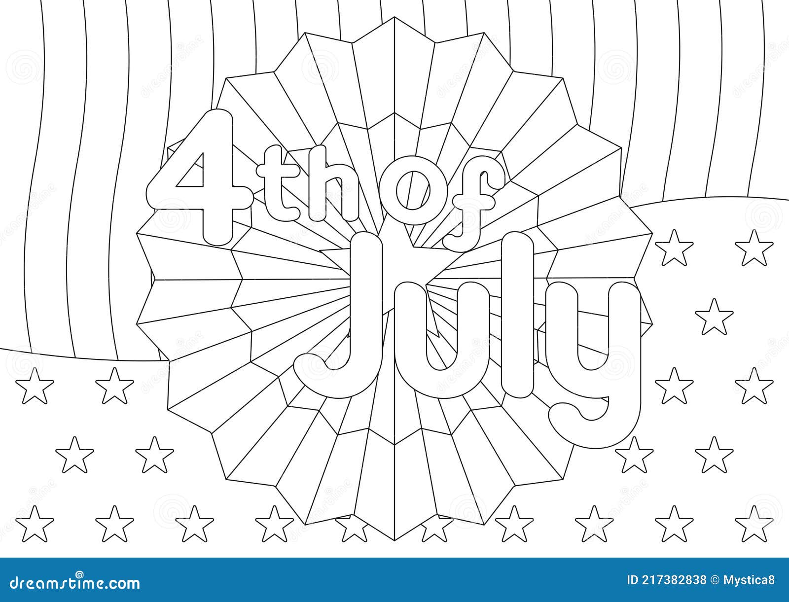 Th of july coloring page with decor for american independence day stock vector