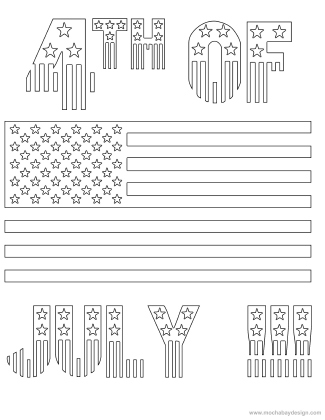 Printable th of july holiday coloring page of stars and stripes flag