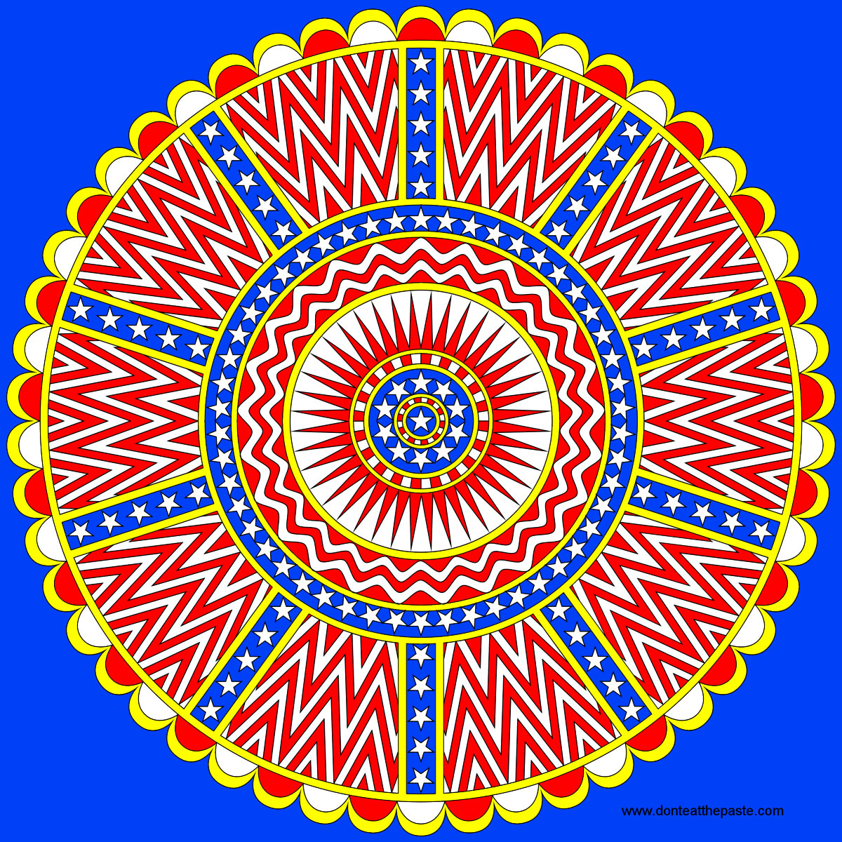 Dont eat the paste stars and stripes mandala to print and color