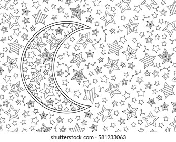 Moon stars coloring pages images stock photos d objects vectors