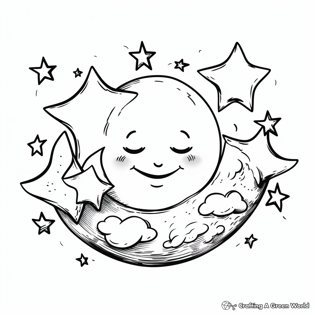 Sun moon and stars coloring pages