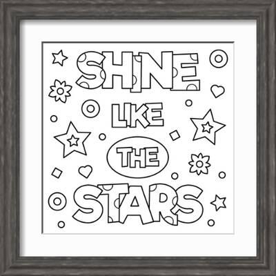Shine like the stars coloring page vector illustration print