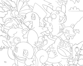 Printable pokemon colouring page indoor activities colouring for kids instant download