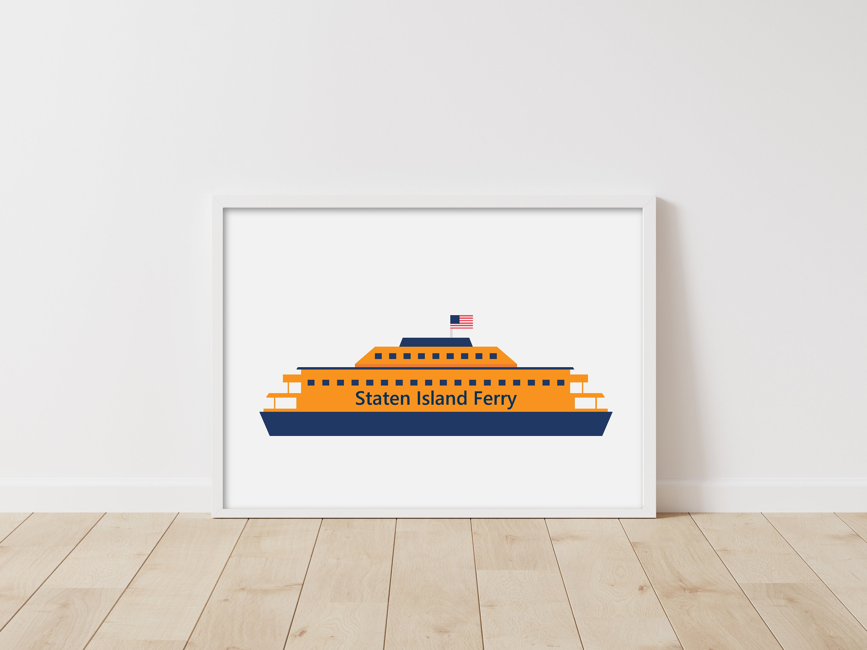 Nyc print staten island ferry kids room wall art instant download