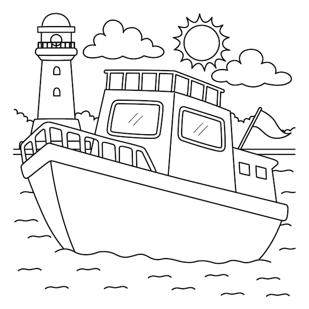 Coloring book style ferry images