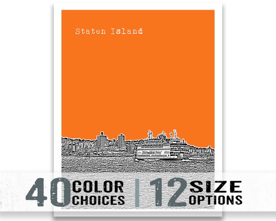 Staten island ferry new york city skyline poster art print nyc item t