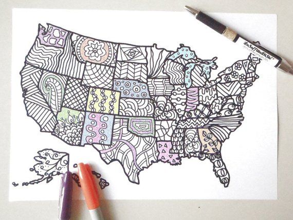 Colorare usa mappa america cartina stati uniti adulti bambini
