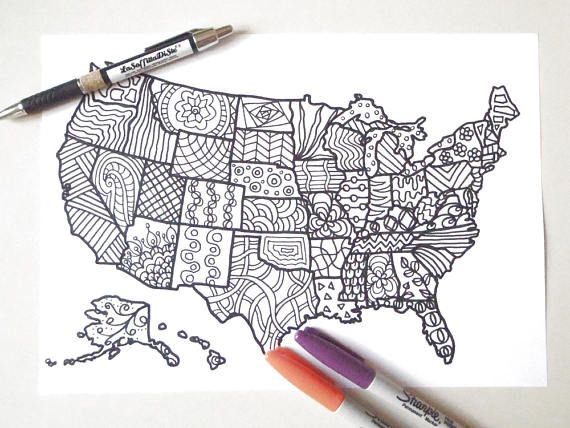 Colorare usa mappa america cartina stati uni adulti bambini