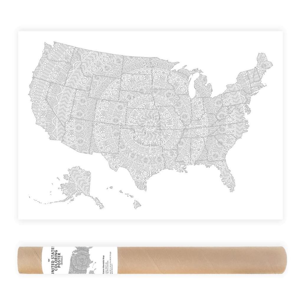 Acquista mandala usa mappa di viaggio da colorare negli stati uniti visitati