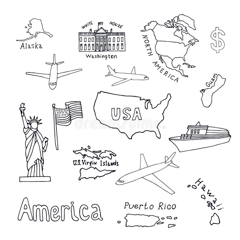 Mappa degli stati uni damerica e dei suoi terrori a del nord illustrazione di stock
